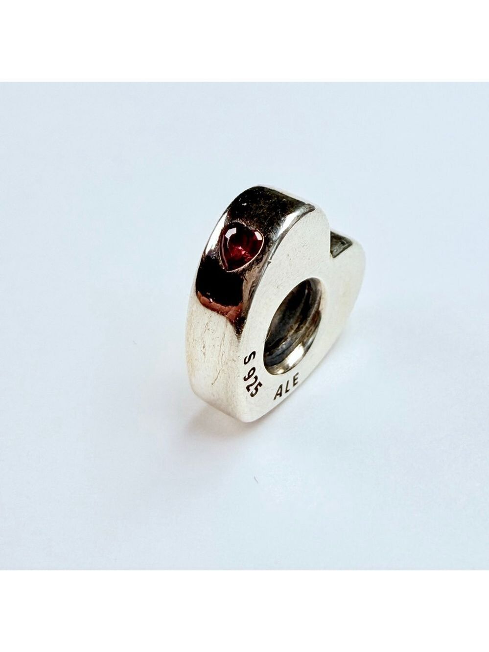 Pandora You And Me Heart Spacer Red Ruby Sterling Silver 925 Charm ALE